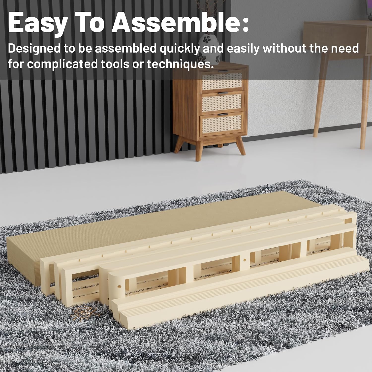 Spring Coil, 8-Inch Sturdy Wood Box Spring for Mattress Support - Durable and Easy to Assemble Natural Wood Foundation for Full XL, White