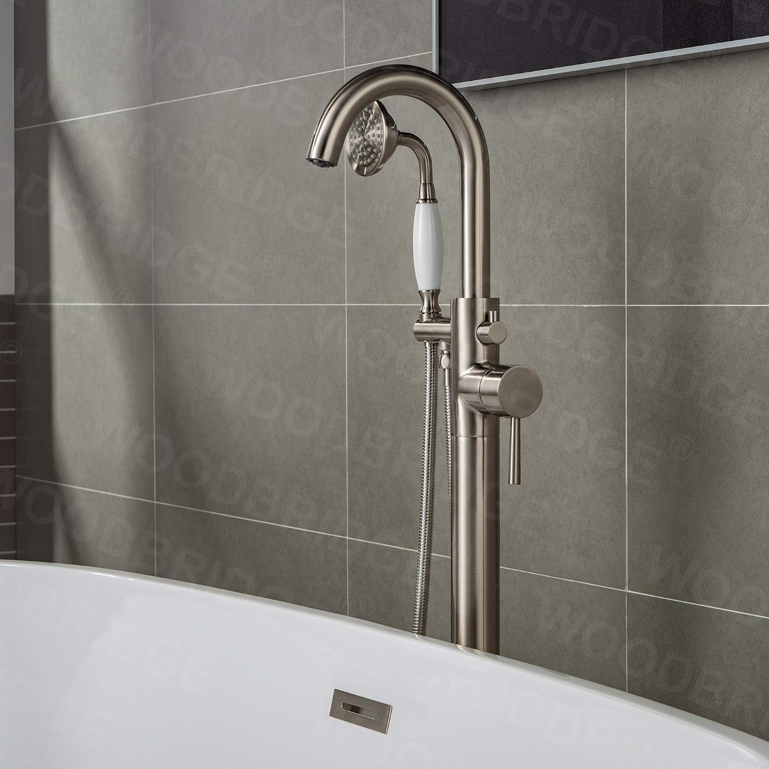 WOODBRIDGE BTA1517-B/N-Drain &O +F0001BNVT BATHTUB, With Brushed Nickel Drian