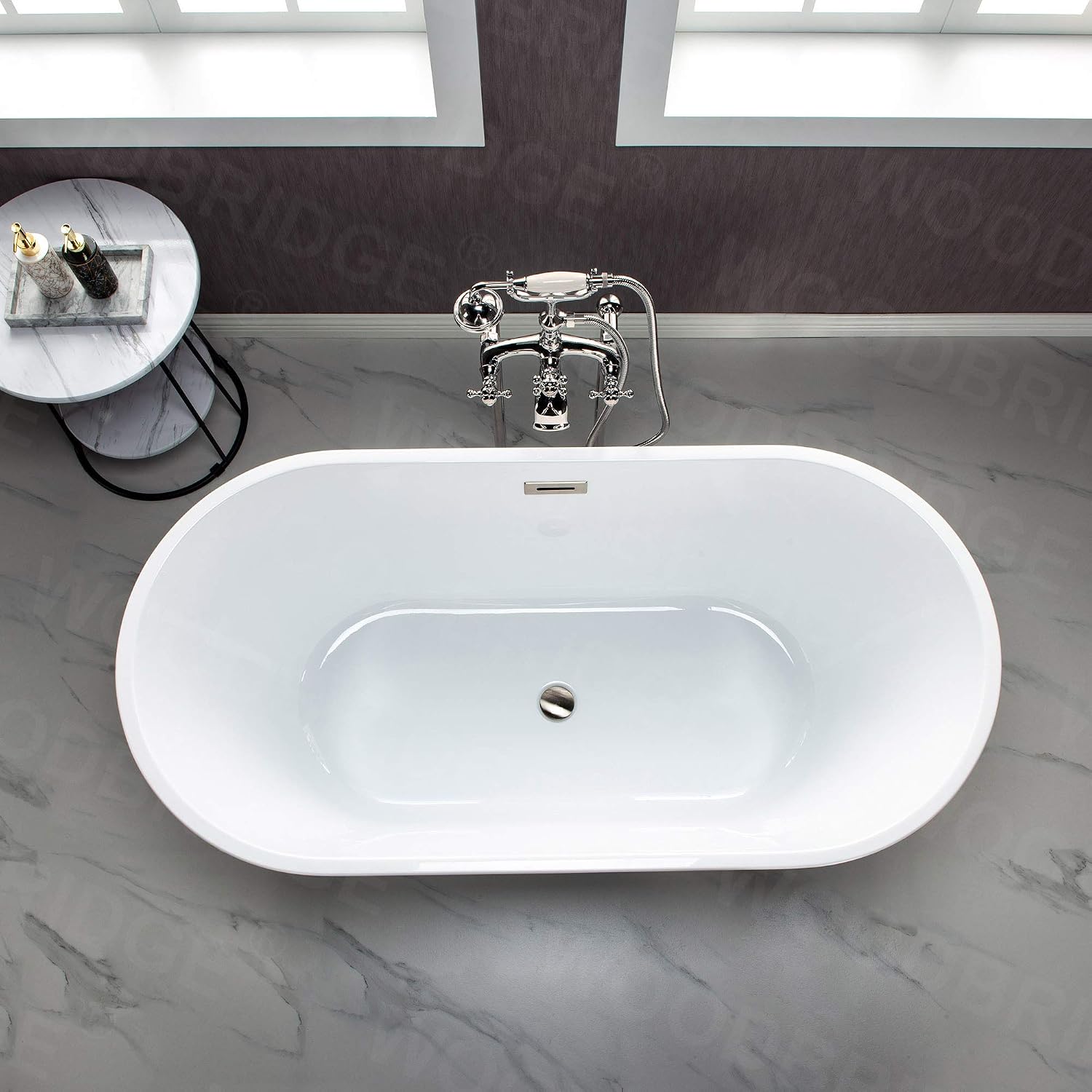 WOODBRIDGE BTA1537-B/N-Drain&O Bathtub, Brushed Nickel