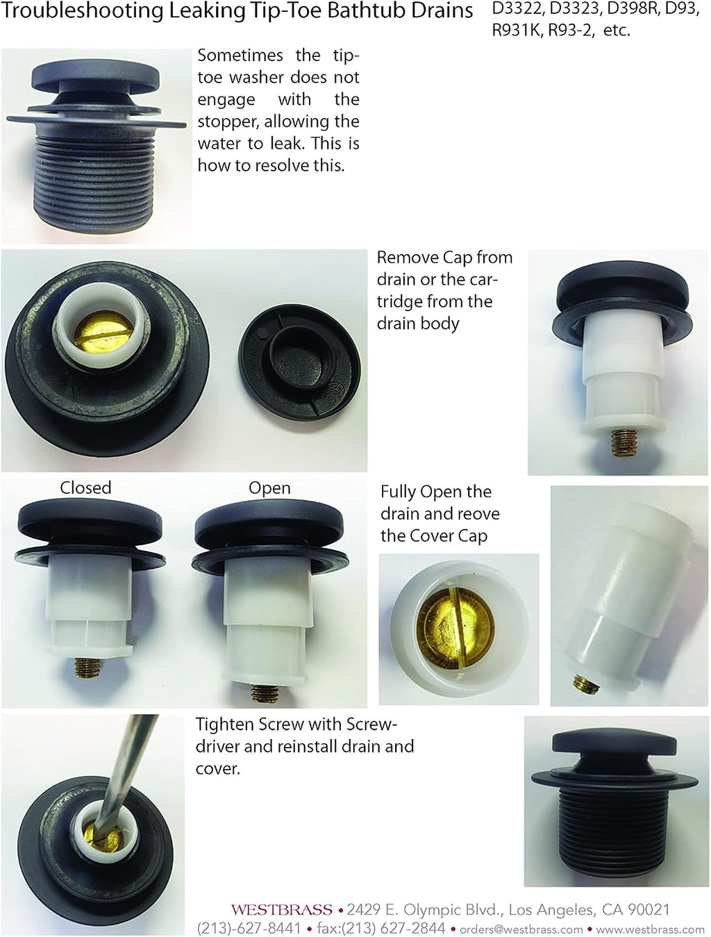 Westbrass D534-5-26 SCH. 40 ABS 1-1/2' Course Thread Plumber's Pack Tip-Toe Bathtub Drain Plug with Two-Hole Elbows, 5-Pack, Polished Chrome, 5 Count