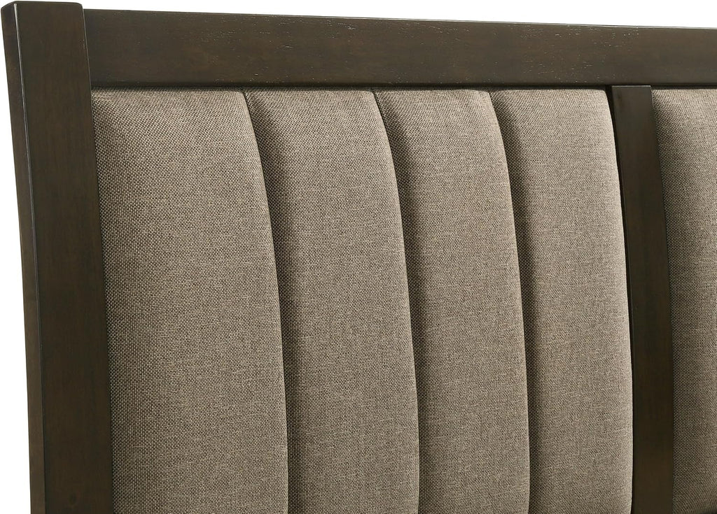 Coaster Home Furnishings Wilkes Transitional 4-Piece Bedroom Set Fabric Upholstered Queen Size Panel Bed Frame 51-inch Headboard Dark Cocoa 224421Q-S4