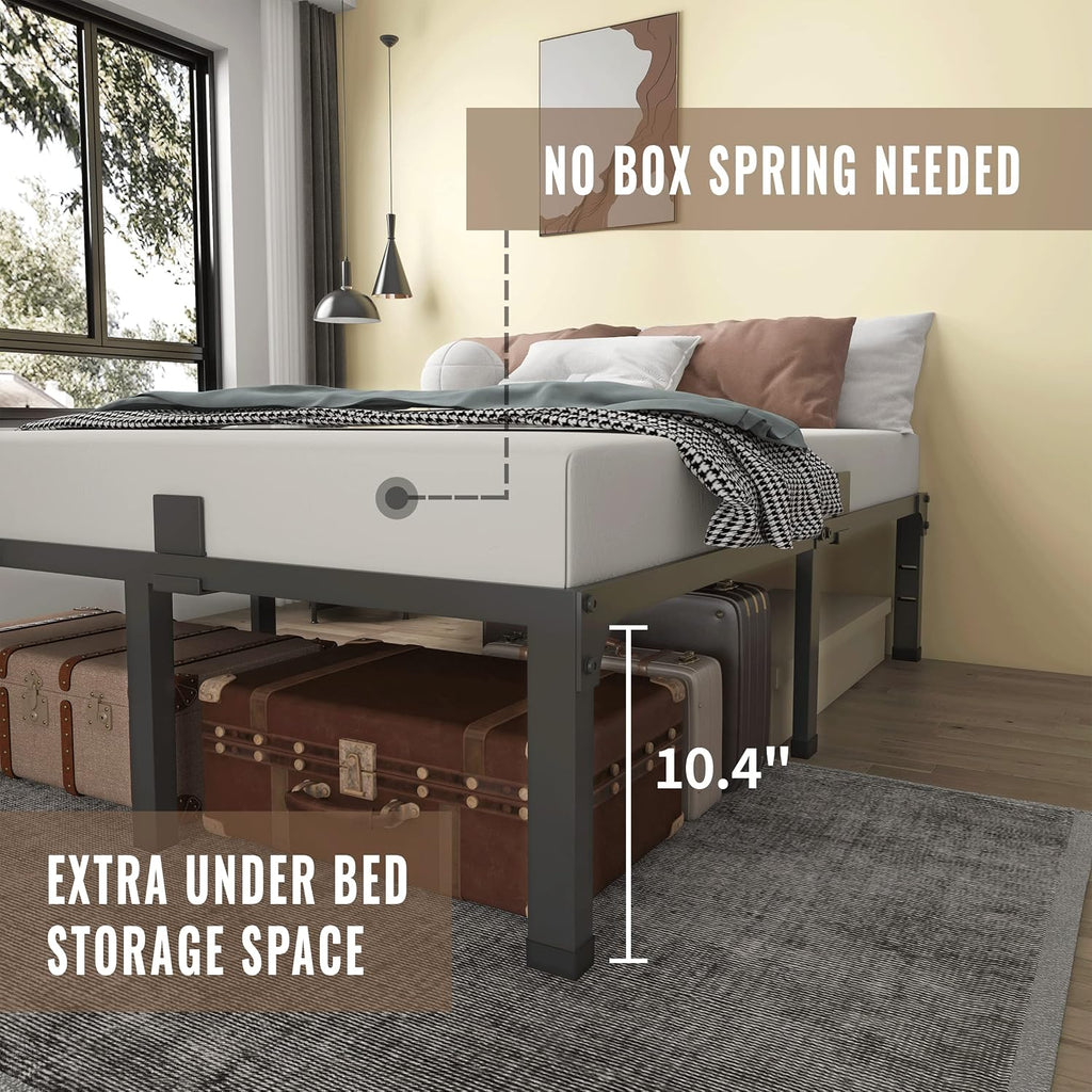 MAF 12 Inch King Size Bed Frames with Mattress Slide Stopper Black Heavy Duty Metal Platform Bed Frame Steel Slat Support, No Box Spring Needed, Noise Free, Easy Assembly