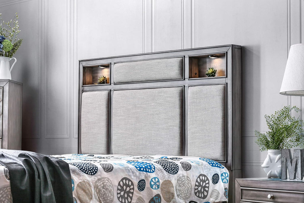 24/7 Shop at Home Shandley Contemporary 4-Piece California King Bedroom Set, Gray