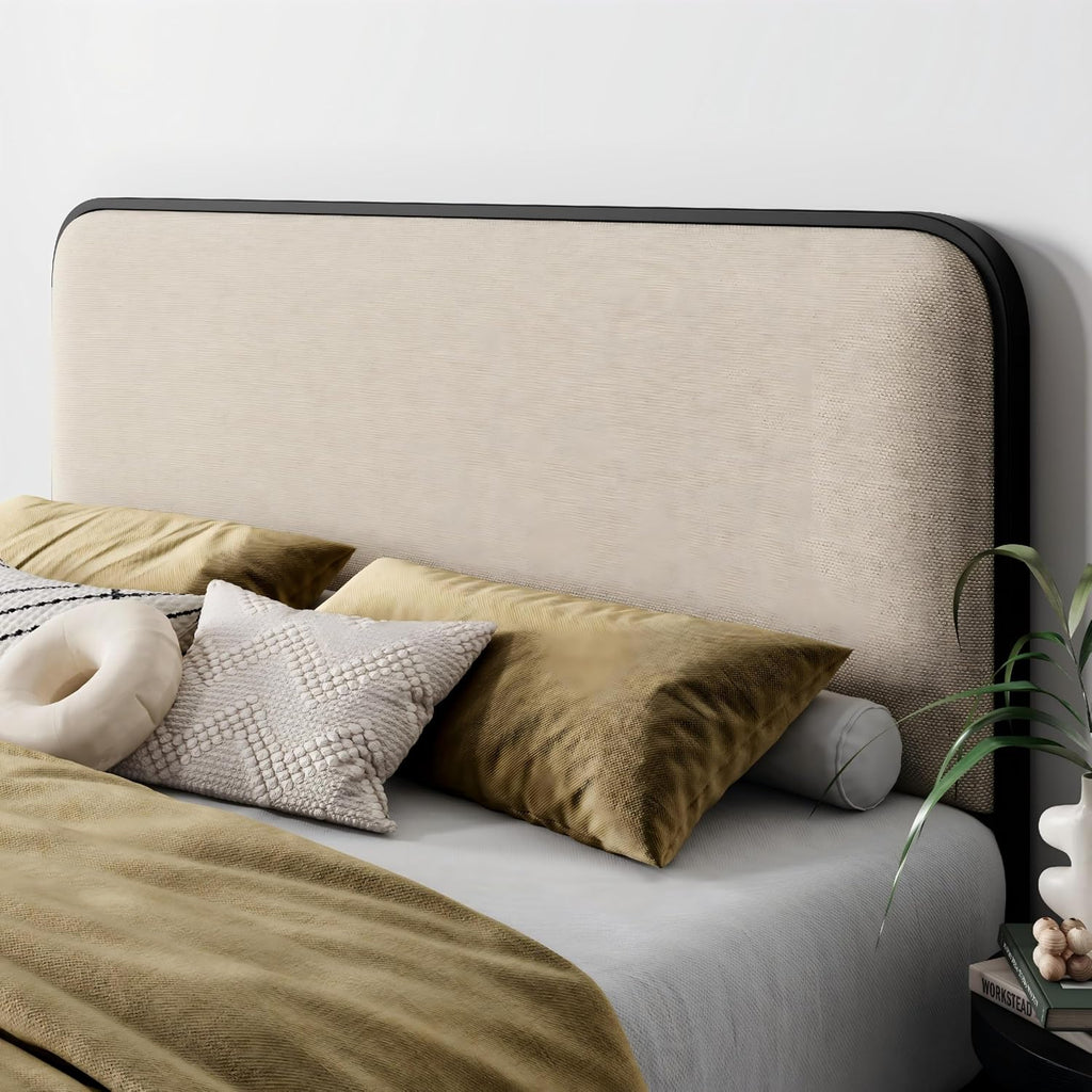 Allewie Full Size Metal Bed Frame with Curved Upholstered Headboard and Footboard, Platform Bed Frame with 12.4'' Under Bed Storage, No Box Spring Needed, Vintage, Beige