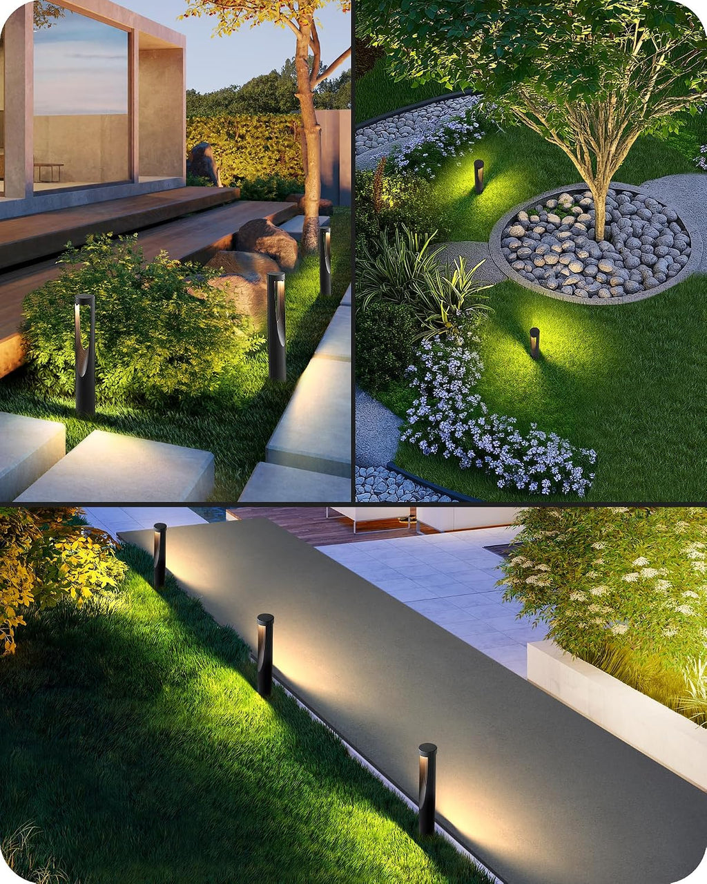 EDISHINE Low Voltage Landscape Lighting, 12V 2W 150LM 3000K Outdoor Landscape Light with Connectors, Waterproof Electric LED Pathway Lights Wired for Path Yard Garden, CRI80 8 Pack
