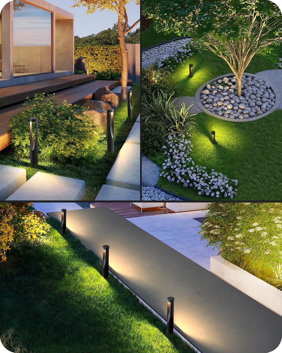 EDISHINE Low Voltage Landscape Lighting, 12V 2W 150LM 3000K Outdoor Landscape Light with Connectors, Waterproof Electric LED Pathway Lights Wired for Path Yard Garden, CRI80 8 Pack