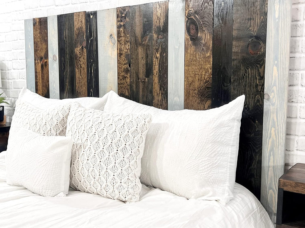 Barn Walls All Terrain Mix Design, Multicolored, Solid Wood Headboard, Floating Panels, Wall Mount, Adjustable Height, Easy Installation, Queen Size