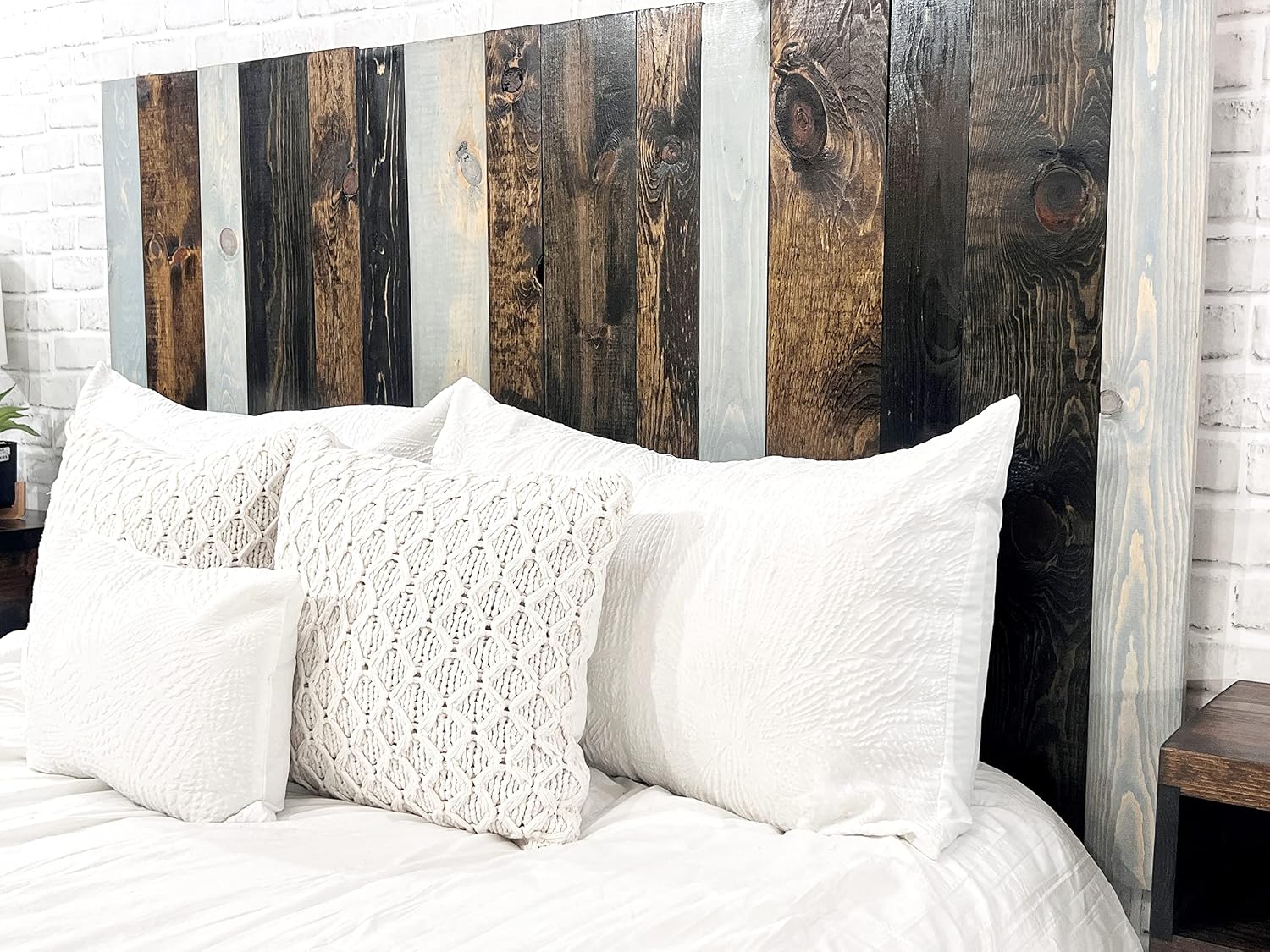 Barn Walls All Terrain Mix Design, Multicolored, Solid Wood Headboard, Floating Panels, Wall Mount, Adjustable Height, Easy Installation, Queen Size