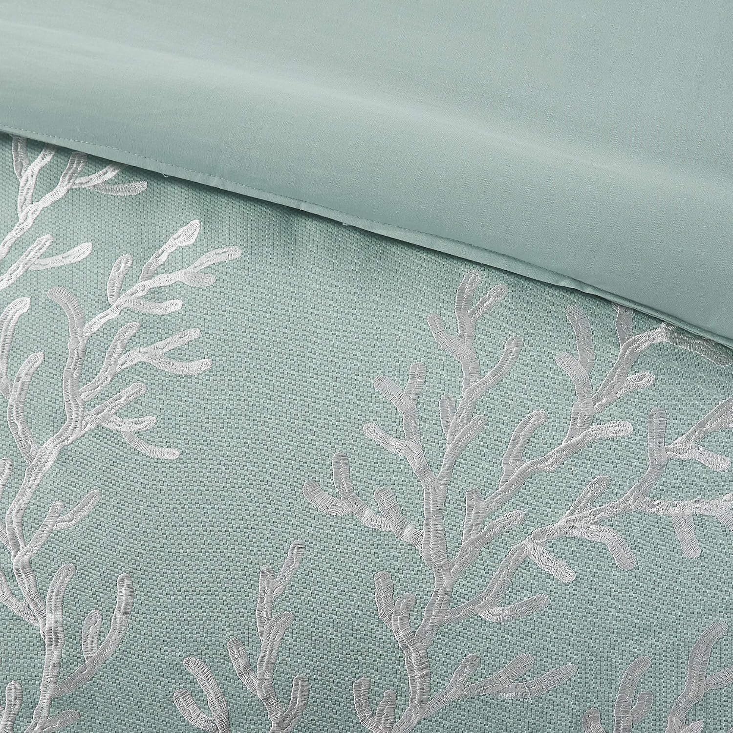 Harbor House 100% Cotton Duvet Cover, Jacquard Coastal Coral Duvet Cover Set – Light Weight Bed Comforter Covers, Coastline Blue Full/Queen (90'x90') 3 Piece