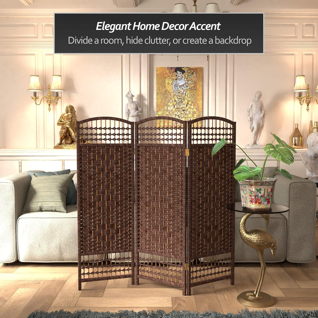 4 ft. Short Fiber Weave Folding Screen - Dark Mocha - 3 Panels