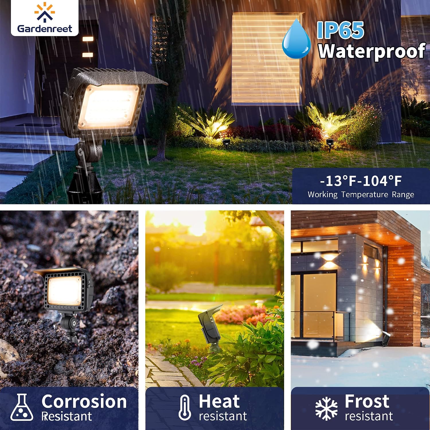 Gardenreet Outdoor Low Voltage LED Flood Lights - 12W 12V Landscape Wall Wash Lights, IP65 Waterproof Angle Adjustable Aluminum Brown Hardwired for Wall House Patio Backyard 6 Pack