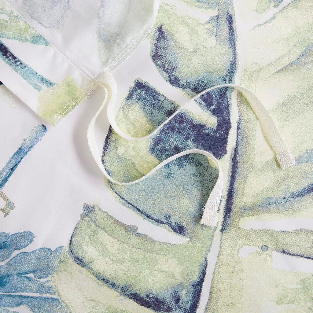 Harbor House 100% Cotton Duvet Cover, Coastal, Beach Cottage Design, All Season, Breathable Comforter Cover Tropical Bedding, Matching Shams, Lorelai Monstera Leaf Green Full/Queen (90'x90') 5 Piece