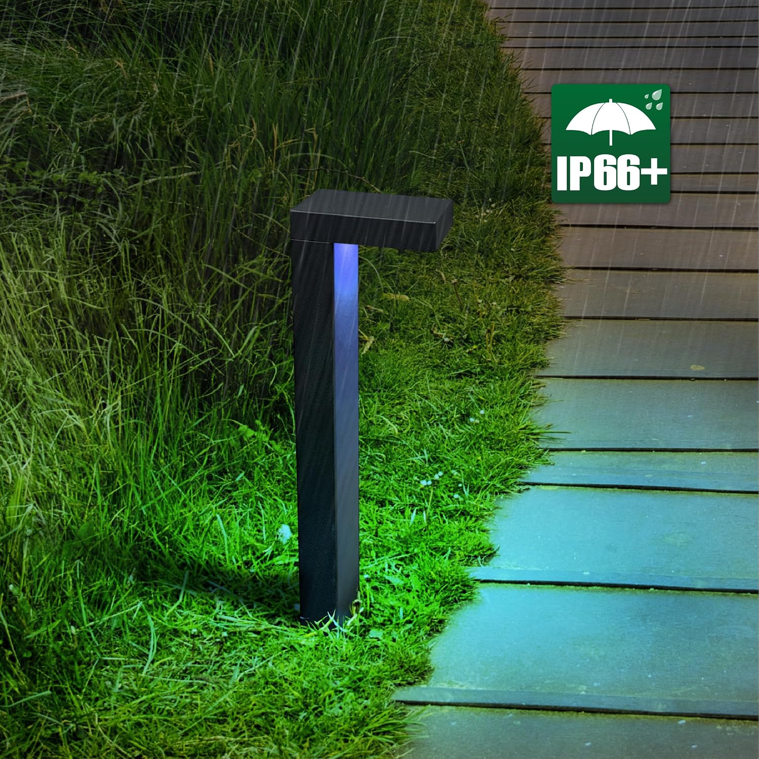 GKOLED 4 Pack Low Voltage Landscape Pathway Light Fixture, 9-15V AC DC Outdoor Walkway Lighting with APP Control, Color Changing Warm White for Yard Lawn, Stake, Die-cast Aluminum Housing