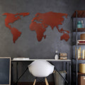 World Map Wall Art, 100% Metal World Map 2D, Sculpture, Large and Wide - Size (23.6' x 47.2') - Wall Hanging for Living Room, Bedroom, Dorm (Bronze)
