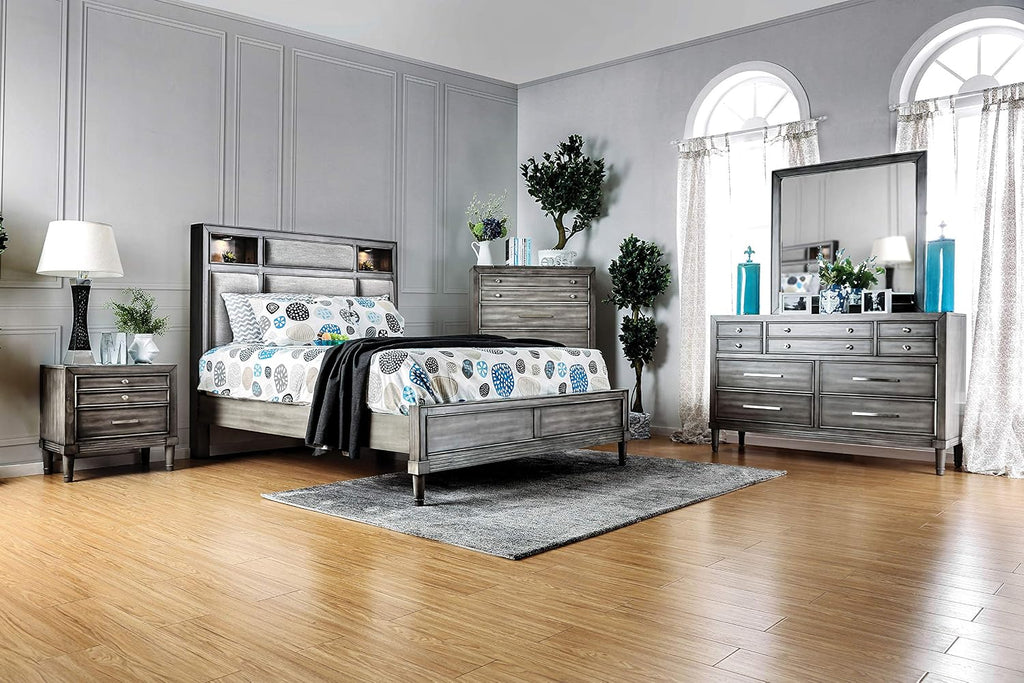 24/7 Shop at Home Shandley Contemporary 4-Piece California King Bedroom Set, Gray