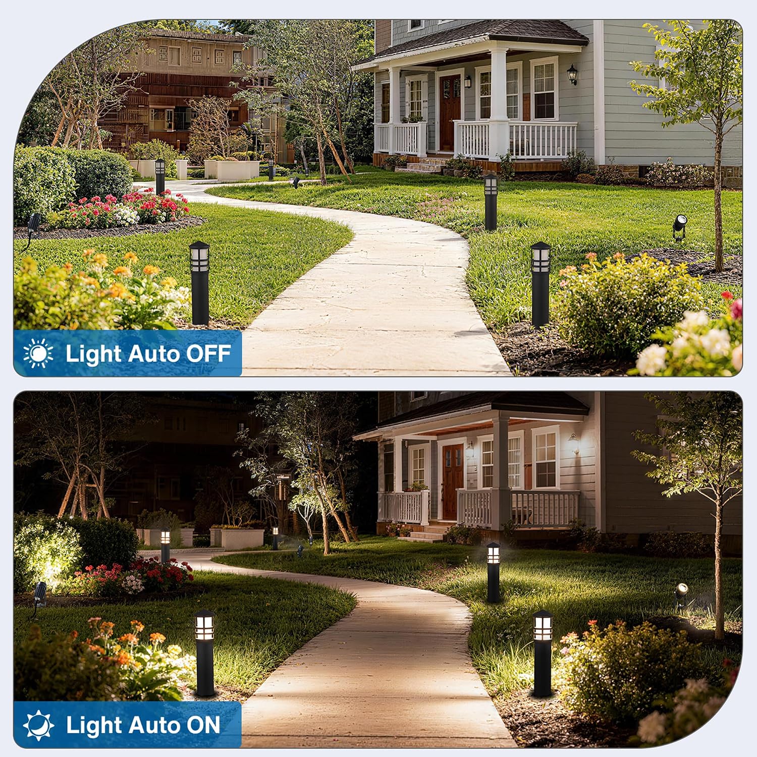 SUNVIE 300W Low Voltage Landscape Transformer 3 Zones Landscape Lighting Transformer with Timer & Photocell Sensor Waterproof Low Voltage Transformer 120V to 12V/14V AC for Outdoor Garden Path Lights