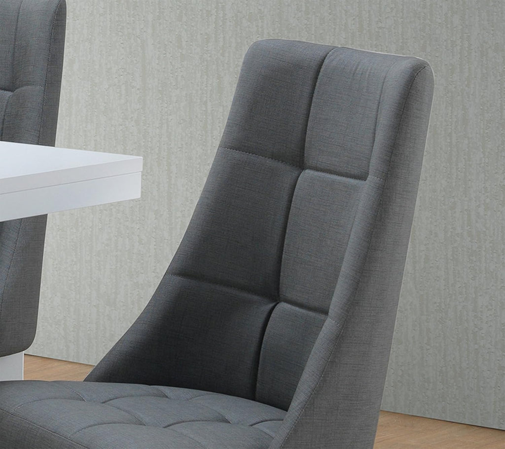 Kings Brand Furniture Milan 7 Piece White Modern Rectangle Dinette Dining Room Table & 6 Grey Vinyl Chairs, 70.9' W x 39.4' D x 30.5' H