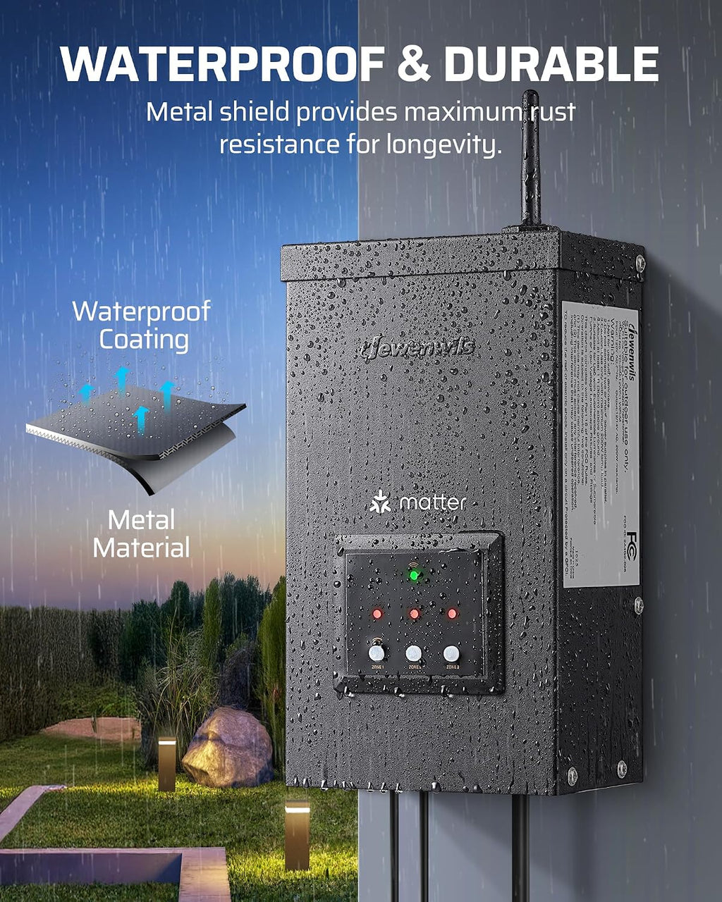 DEWENWILS 300W Matter Landscape Lighting Transformer, 120V AC to 12V/14V AC, WiFi Low Voltage Transformer, 3 Independent Outputs, Compatible with Alexa, Google Assistant