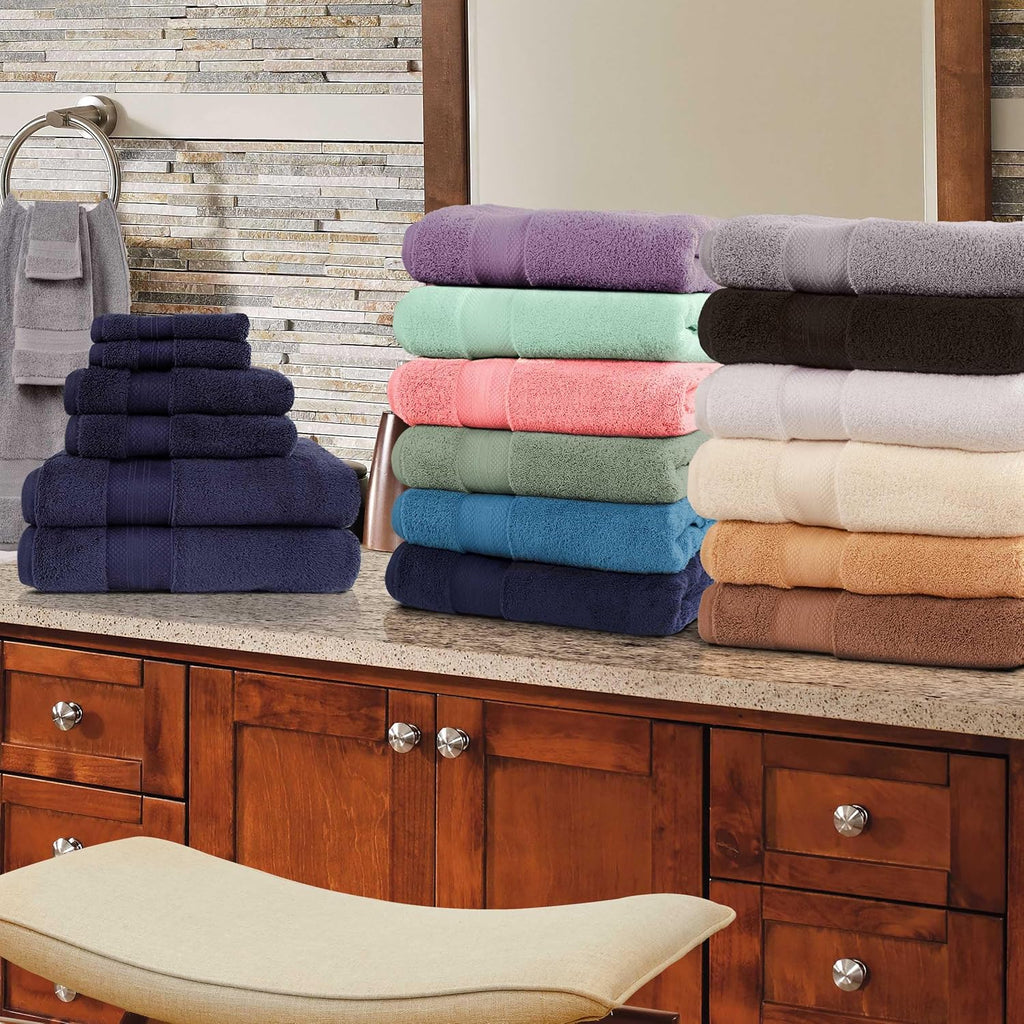 Superior Turkish Cotton 12-Piece Towel Set, 3 Bath, 3 Hand, 6 Face Towels/Washcloth for Home, Guest, Master Bathroom Essentials, Hotel, Resort, Spa, Shower, Adult, Kids, Plush, Soft, White