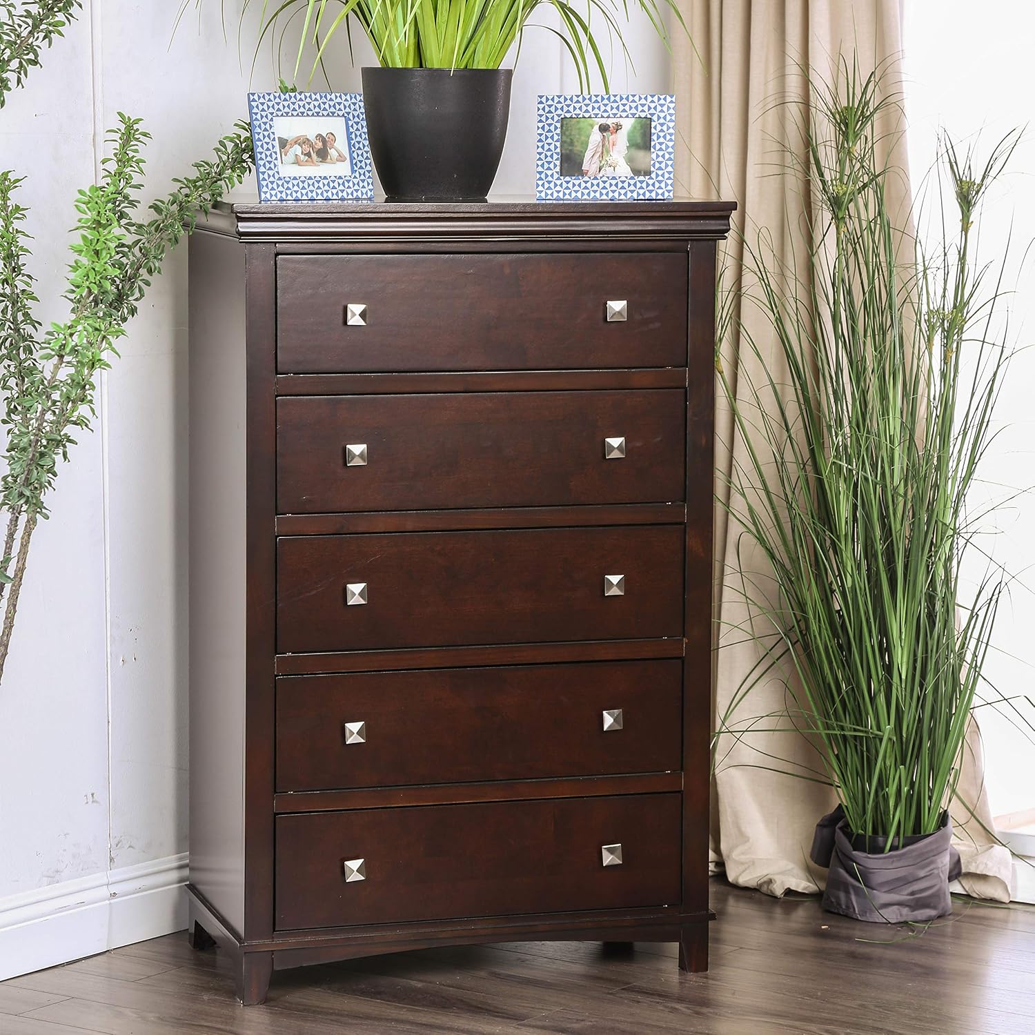 24/7 Shop at Home Zabdiel Casual Wood 3-Piece California King Bedroom Set, Brown Cherry
