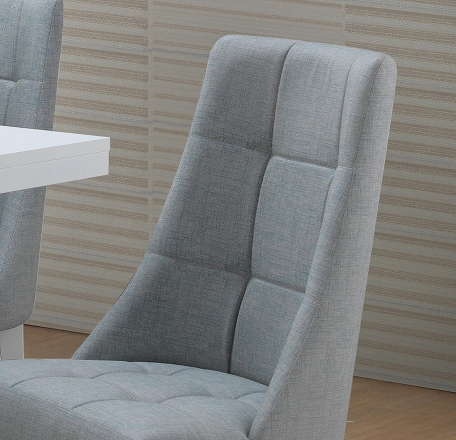 Kings Brand Furniture - Milan 7 Piece White Modern Rectangle Dinette Dining Room Table & 6 Blue Vinyl Chairs