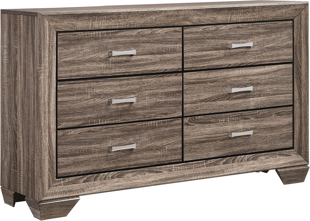 Coaster Home Furnishings Kauffman Transitional 5-Piece Bedroom Set Eastern King Size Storage Panel Bed Frame 54-inch Headboard Washed Taupe 204190KE-S5