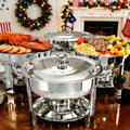 ALSO GO 4 Pack 5QT Round Chafing Dishes for Buffet, Stainless Steel Chafing Buffet Set with Food & Water Pan, Lid, Frame, Fuel Holder, Buffet Servers and Warmers for Catering Events Parties Dinners