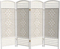 4 ft. Short Fiber Weave Folding Screen - White - 4 Panels