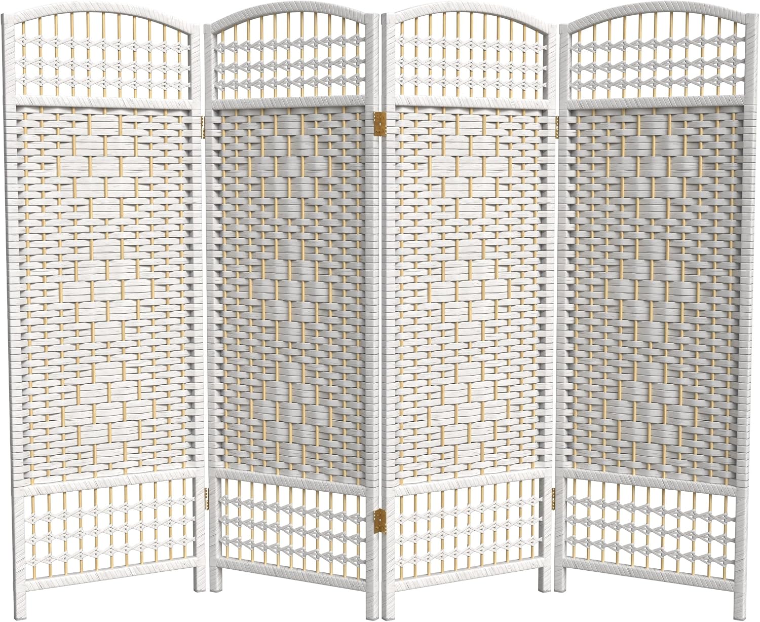 4 ft. Short Fiber Weave Folding Screen - White - 4 Panels