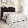 SHA CERLIN Queen Velvet Upholstered Bed Frame with Charging Station, Modern Wingback Storage Headboard, Diamond Stitched & Gold Trim, No Box Spring Needed, Easy Assembly, Black