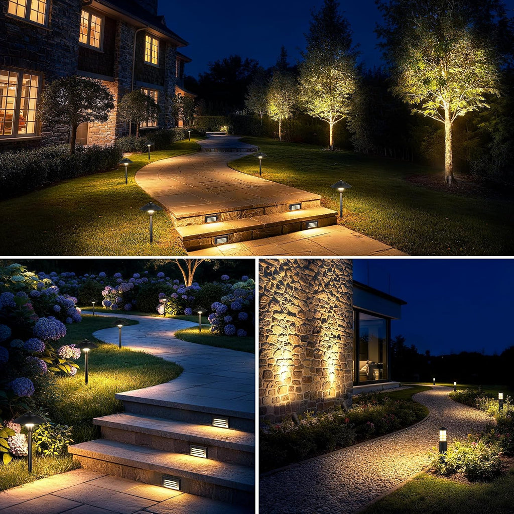 SUNVIE 300W Low Voltage Landscape Transformer 3 Zone Independent Control Outdoor Low Voltage Transformer with Timer & Photocell Sensor 120V AC to 12V/14V AC Waterproof Landscape Lighting Transformer