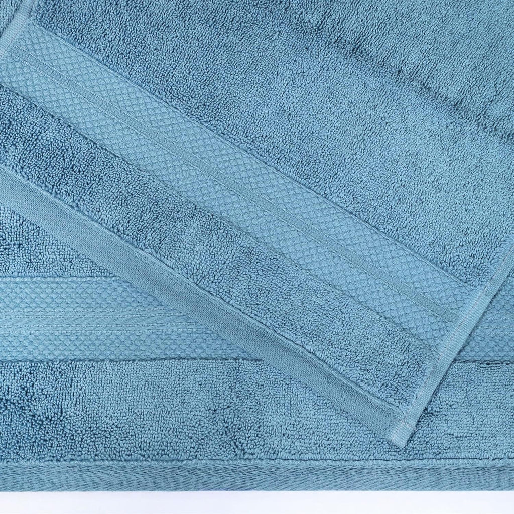 Superior Turkish Cotton 10-Piece Towel Set, 2 Bath, 4 Hand, 4 Face Towels/Washcloth for Home, Guest, Master Bathroom Essentials, Hotel, Spa, Shower, Soft, Heavyweight, Aria Collection, Denim Blue