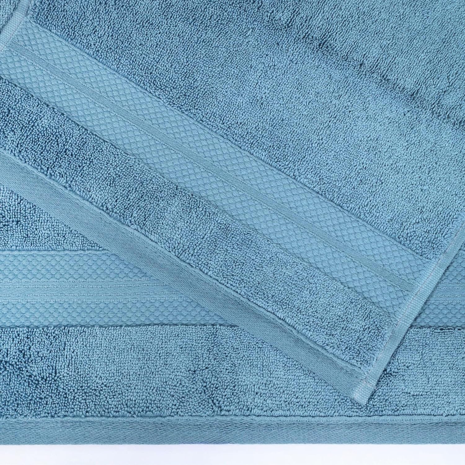 Superior Turkish Cotton 10-Piece Towel Set, 2 Bath, 4 Hand, 4 Face Towels/Washcloth for Home, Guest, Master Bathroom Essentials, Hotel, Spa, Shower, Soft, Heavyweight, Aria Collection, Denim Blue
