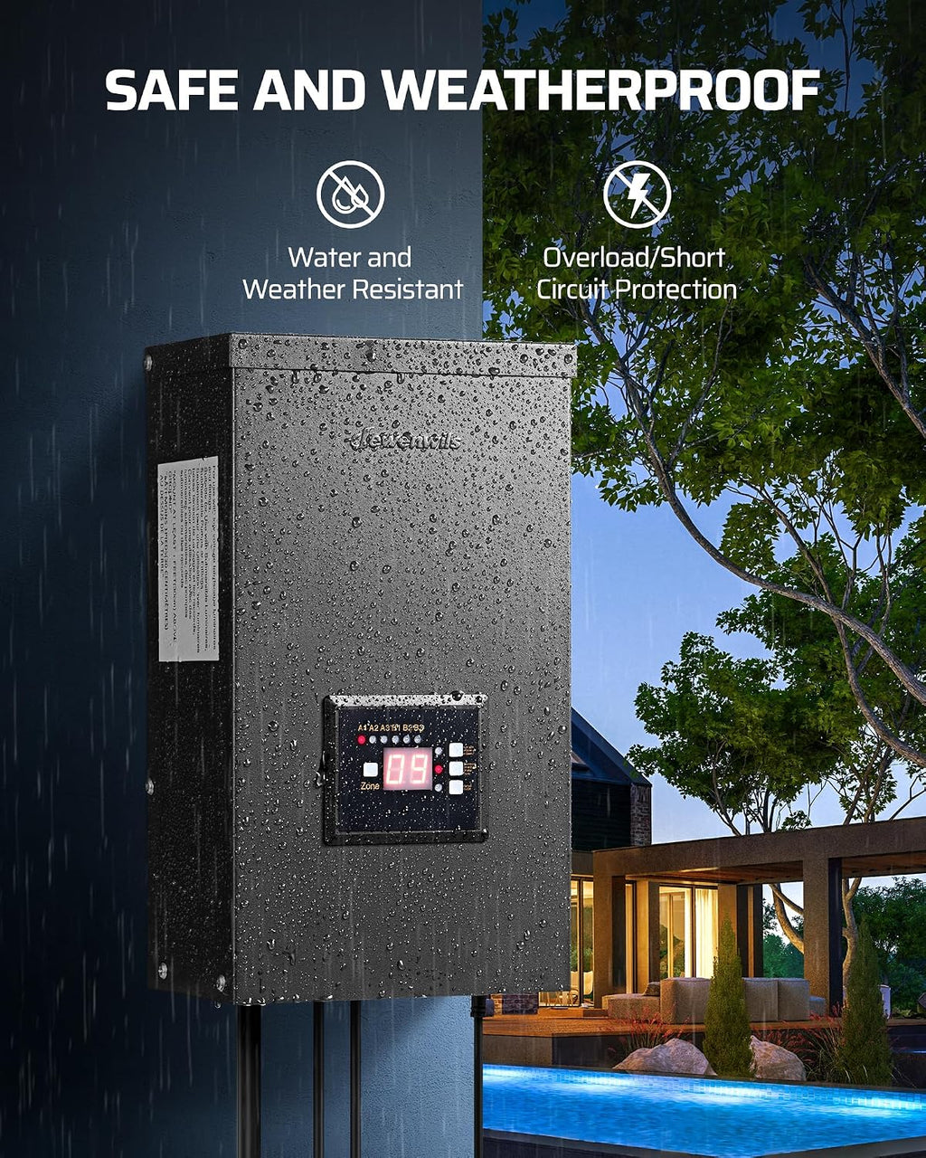 DEWENWILS 600W Low Voltage Landscape Transformer, 6 Independent Outputs, Outdoor Waterproof 12 Volt Transformer with Photocell & Timer, 120V to 12V/14V AC, Multi Zone Landscape Lighting Transformer…