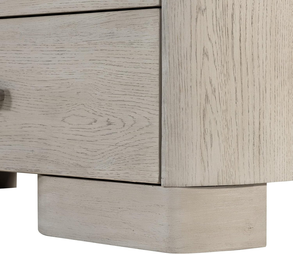 Furniture of America Nainsted Modern Wood 5-Piece Bedroom Set with Padded Headboard, USB Chargers on Nightstand, Metal Slide Glides, Rounded Edges, Box Spring Needed, Queen, White Oak