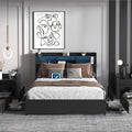 Ball & Cast Full Bed Frame with 4 Storage Drawers,Metal Platform Beds Frame W/Storage Headboard,Led and Charging Station,No Box Spring Needed,Noise-Free,Bedroom Furniture for Apartment,Black
