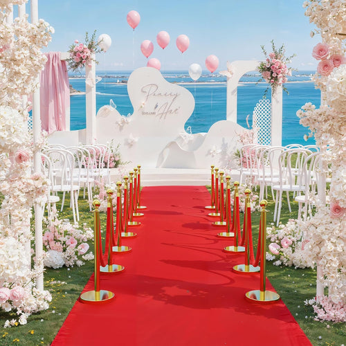 121Pcs Stanchions and Velvet Ropes with 15ft Red Carpet,Complete Crowd Control Barriers Set with 10 Red Velvet Ropes & Stainless Steel Posts for Party, Wedding, Event Supplies,Gold