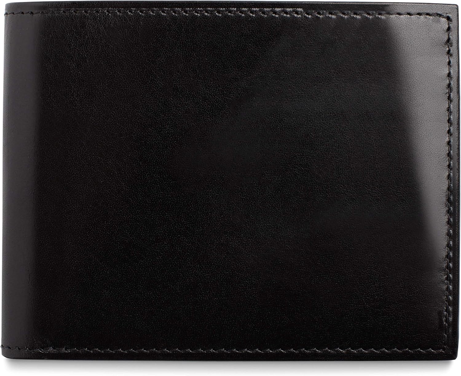 Bosca Men's Leather Wallet - RFID Security Lining - 8 Card Slots - Divided Currency Well - Full Grain Italian Leather with Glossy Finish - Black