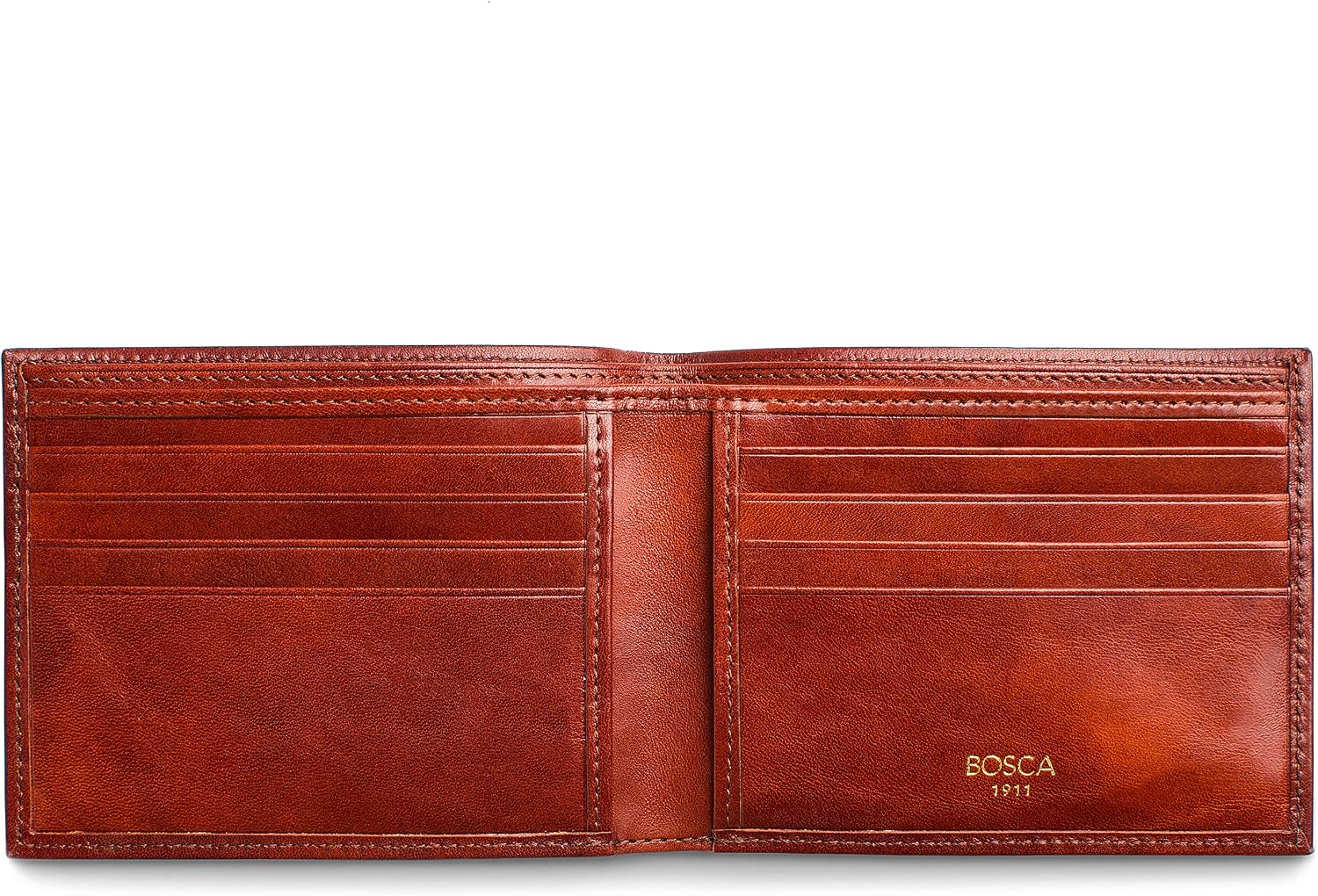Bosca Men's Wallet, Old Leather 8-Pocket RFID Wallet for Men, Cognac