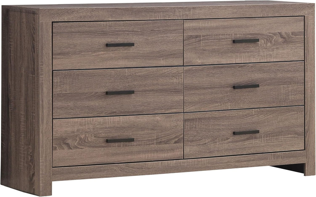 Coaster Home Furnishings Brantford Farmhouse 5-Piece Bedroom Set Eastern King Size Panel Bed Frame 52-inch Headboard Barrel Oak 207041KE-S5