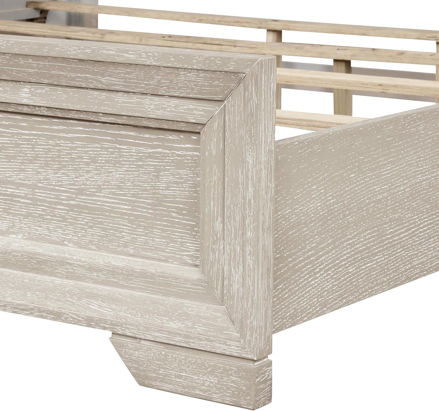 Furniture of America Narella Modern Wood 5-Piece Bedroom Set with Sunburst Pattern, Nickel Brushed Wire Hardware, Felt-Lined Top Drawers, Bracketed Feet, Box Spring Needed, King, Light Gray