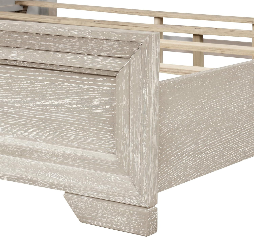 Furniture of America Narella Modern Wood 5-Piece Bedroom Set with Sunburst Pattern, Nickel Brushed Wire Hardware, Felt-Lined Top Drawers, Bracketed Feet, Box Spring Needed, Queen, Light Gray