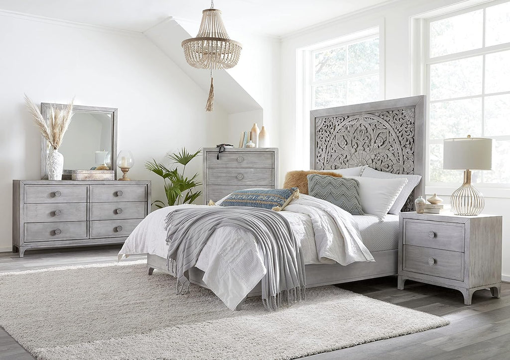 Modus Furniture Solid-Wood Low-Profile Bed, Full, Boho Chic - Washed White