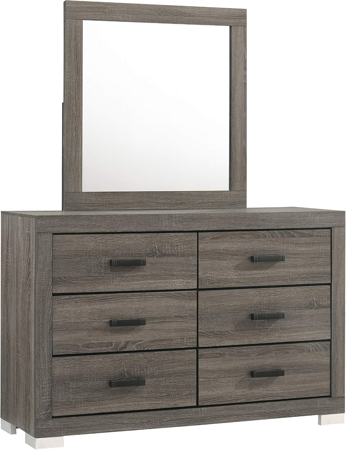 Kings Brand Furniture – Lorain 5-Piece King Size Gray Bedroom Set. Bed, Dresser, Mirror, & 2 Nightstands