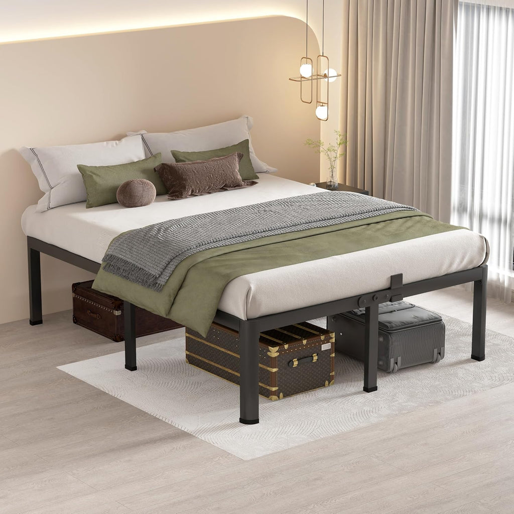 MAF 12 Inch California King Metal Platform Bed Frame with Round Corner Legs, Mattress Slide Stopper, 3000 LBS Heavy Duty Steel Slats Support, No Box Spring Needed, Noise Free