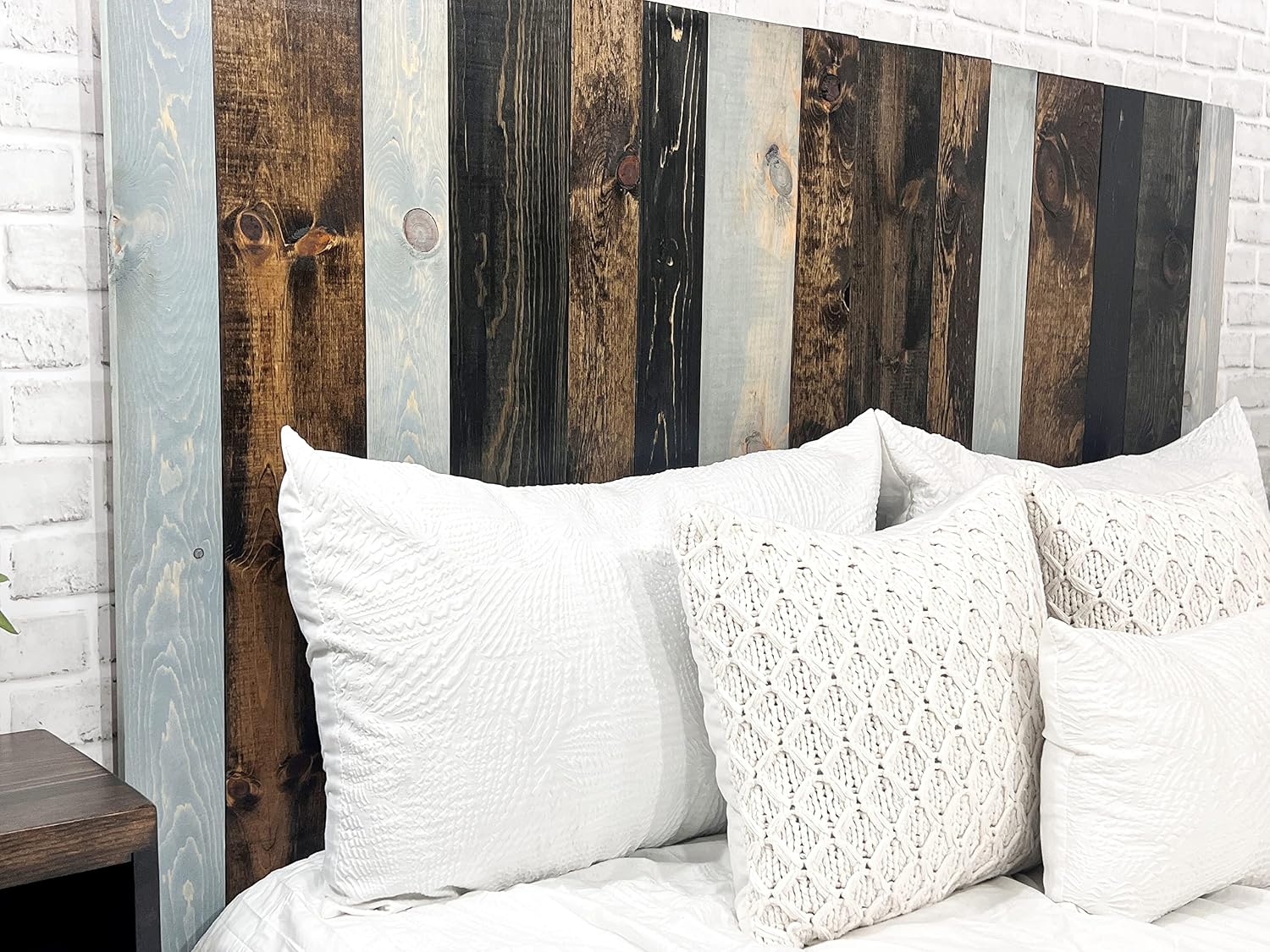 Barn Walls All Terrain Mix Design, Multicolored, Solid Wood Headboard, Floating Panels, Wall Mount, Adjustable Height, Easy Installation, Queen Size