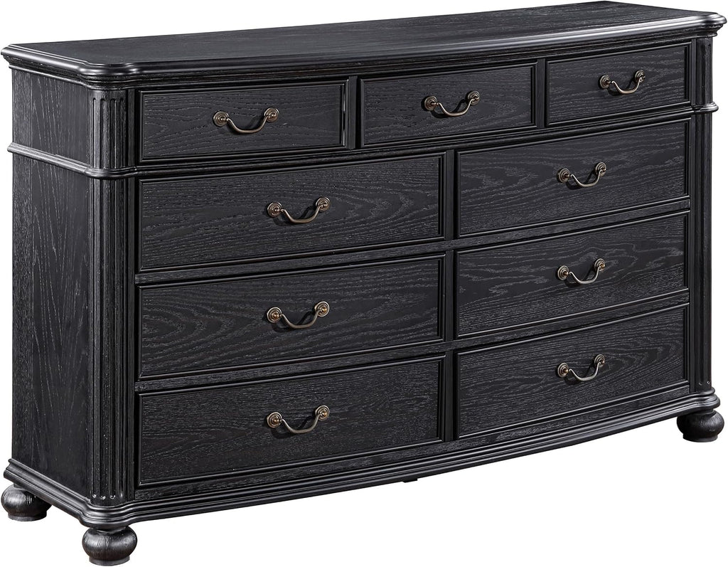 Coaster Home Furnishings Celina Traditional 4-Piece Bedroom Set Fabric Upholstered Queen Size Four-Poster Bed Frame 67-inch Headboard Black 224761Q-S4