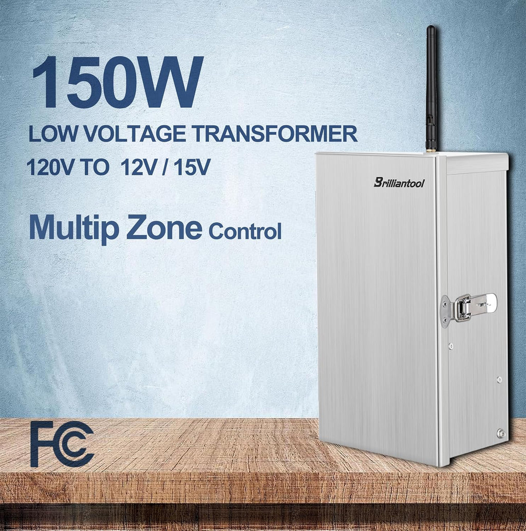 Wi-Fi Low Voltage Landscape Transformer 150W, 2.4GHz Wireless and Dual-Zone Independent Control,120V AC to 12V/14V AC, Transformer for Outdoor Landscape Lights, LED Lights