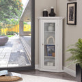 Kings Brand Furniture - Corner Curio Storage Cabinet with Glass Door, White Finish