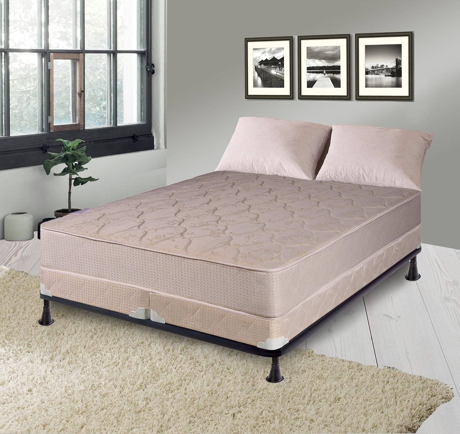 4-Inch Fully Assembled Low Profile Split Wood Traditional Box Spring/Foundation For Mattress Set, Twin XL
